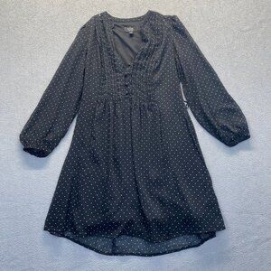 MSK Women's Black Split‎ Neck Chiffon Long Sleeve Shift Dress Petite 4P